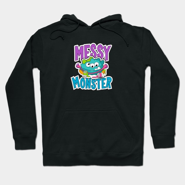 Messy Monster Hoodie by Green Bean Design